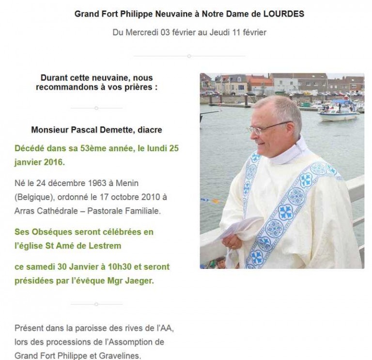 Neuvaine à Notre Dame de Lourdes Grand Fort Philippe Notre Dame des